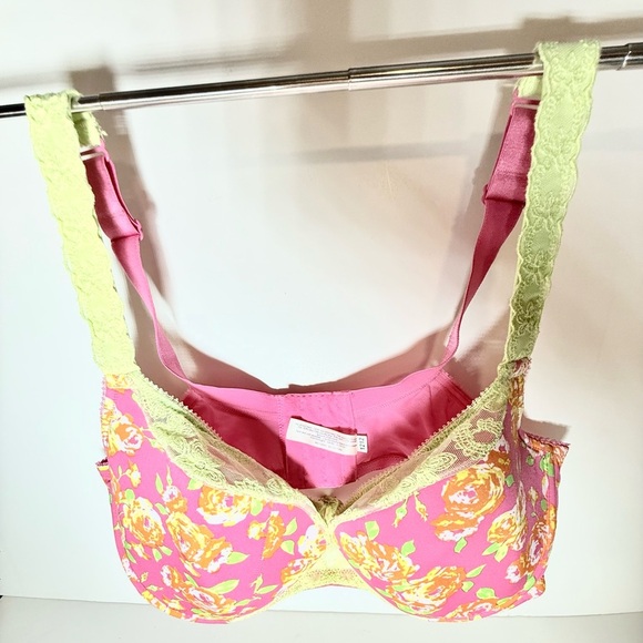 Cacique Pink and Yellow Floral Lace Bra - Picture 4 of 10